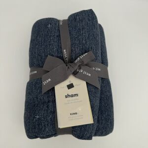 West Elm X Stitch King Pillow Sham Cotton Cloud‎ Jersey Framed Arc Blue Coastal